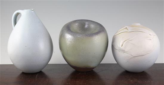 A Madoura Pottery ovoid sculpture, vase & pitcher